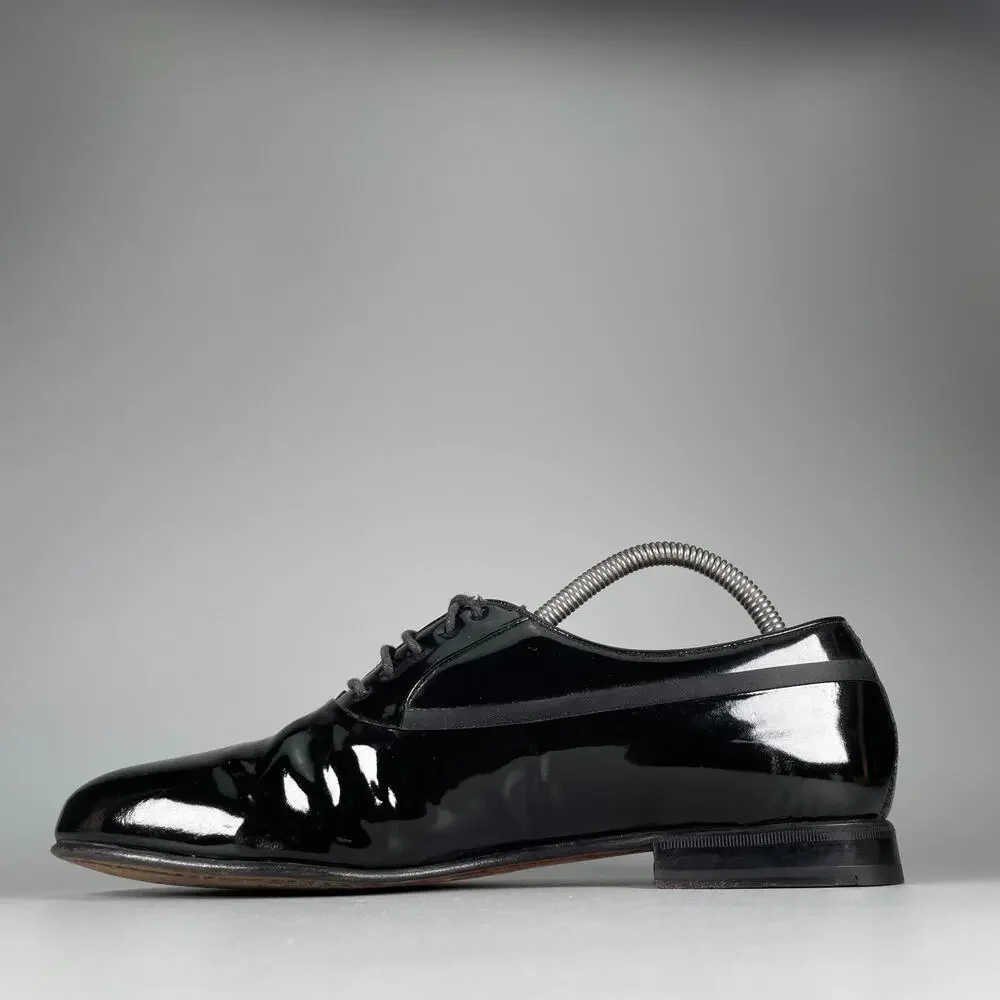 Mezlan Broadway Men's Size 7.5 W Black Patent Leather Oxfords Dress Shoes Formal